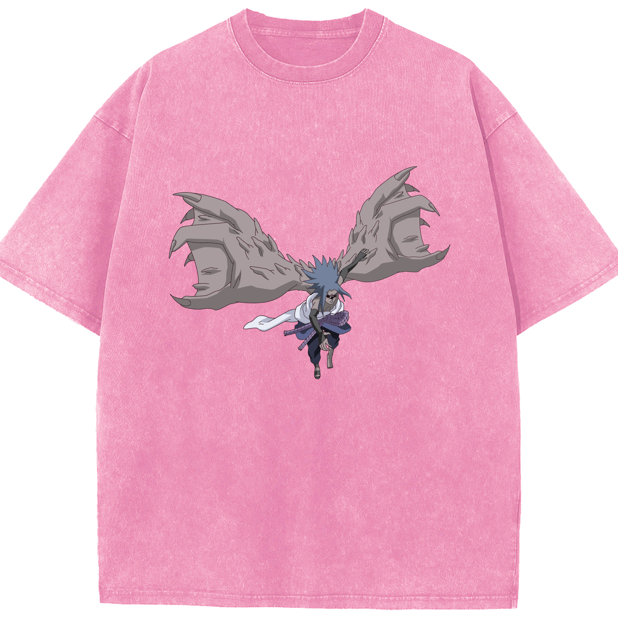 （画像用） NARUTO -ナルト- うちは サスケ Uchiha Sasuke 綿100% ヴィンテージ風 半袖Tシャツ（フロントプリント）